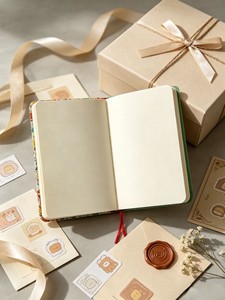 Carnet de notes à couverture rigide multicolore style bohème, motif floral et feuilles colorées, avec cœur en feuille d'or, idéal pour la Saint-Valentin et les mariages, vente en gros - Product Image 6