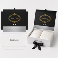 Boîte cadeau rigide magnétique de luxe personnalisée avec logo, étanche, portable, en forme de livre, avec ruban satiné et processus de dorure pour vêtements