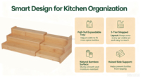 Étagère de rangement extensible en bambou, présentoir réglable pour comptoir, idéal pour cuisine, salle de bain et objets de collection