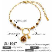 Ensemble de bijoux SUMMLY vintage bohème avec bracelet et collier en perles de pierre, plaqué or 18 carats, en acier inoxydable, pour femme, cadeau de fête