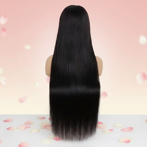 Parrucca con chiusura in pizzo 4X4 con parte libera naturale di colore nero cinese vergine capelli umani strappati nodi sbiancati con i capelli del bambino - Product Image 1