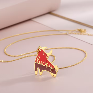 Lucky Calf Enamel Necklace 18K Gold Plated Waterproof Cow Bull <strong>Animal</strong> Pendant Necklace for <strong>Animal</strong> <strong>Lover</strong> - Product Image 3