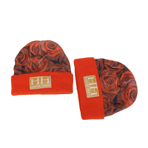 2025 New Đồ Họa OEM Tùy Chỉnh Dệt Kim Beanies Unisex Thời Trang Phố Pom Pom Kỹ Thuật Số In Thăng Hoa Beanie - Product Image 2