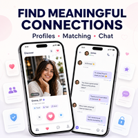Développement d'applications de rencontre et de mise en relation sur les réseaux sociaux personnalisées pour iOS et Android avec profils d'utilisateurs, correspondance par swipes et chat instantané