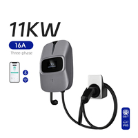 Estación de Carga Rápida para Vehículos Eléctricos de 11 kW/22 kW, con Cable de Carga Tipo 2 de 5 m, Pantalla de 4.3 Pulgadas, 32 A, 7 kW
