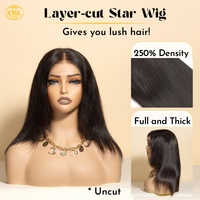 Perruque en cheveux humains vierges indiens, densité 250%, avec closure HD 5x5 sans colle, lisse, double tirage, pour femmes noires