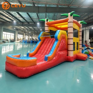 Ceyu Combo Toboggan Gonflable Thème Singe Orange Jungle Tropicale, Château Gonflable et Piscine à Eau pour Enfants, Idéal pour Fêtes, Location et Vente en Gros - Product Image 1