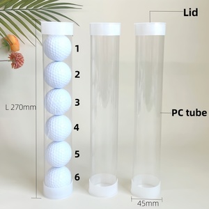 ゴルフボール用PC透明プラスチック包装チューブ、蓋付き円筒チューブ包装、クリア工場供給プラスチック包装 - Product Image 3