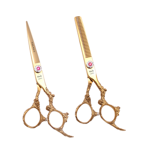 Ciseaux de barbier professionnels de haute qualité de 6 pouces en acier inoxydable tranchant pour droitiers avec bord de rasoir et pivotant - Product Image 1