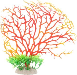 Kunstmatig koraal standbeeld aquariumplant viskom koraal ornament hars rif sculptuur oranje viskom decoratie aquascaping - Product Image 1