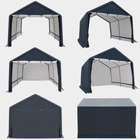 Abri de voiture en toile avec structure en acier pour l'extérieur, avec couverture imperméable double couche, 12' x 12'