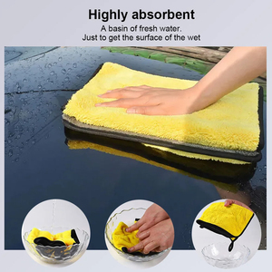 Customized Absorbent Coral Fleece Woven Microfiber Eco-Friendly Lint-free Quick-Dry <b>Car</b> Cleaning Towel for <b>Car</b> Wash <b>Polishing</b> - Product Image 2