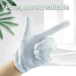 Mujer Cosmética Noche Eczema Sensible Piel irritada Spa Terapia Manos secas Hidratante Guantes de algodón blanco Guantes de joyería - Product Image 4