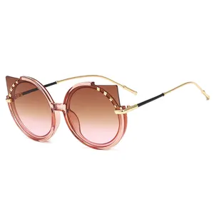 26037 Супер Горячие очки 2019 модные круглые женские солнцезащитные очки «кошачий глаз»