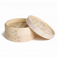 Ensemble de cuisson vapeur en bambou et acier inoxydable à 3 compartiments pour couscous et riz, pour la cuisine