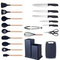 Ensemble de 19 ustensiles de cuisine en silicone résistants à la chaleur, sans BPA, spatule, fouet, pince, compatibles lave-vaisselle