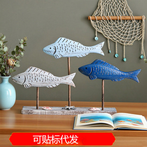 <b>Retro</b> 3D Fish Ornament Wood Coastal <b>Decor</b> Multi Piece Set Living Room Display - Product Image 4