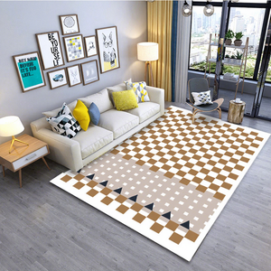 EiffelHome - Alfombra de Imitación de Cachemira, Estilo Moderno y Sencillo, Lavable a Mano, Diseño Floral a Cuadros, Base Antideslizante, Plana - Product Image 3
