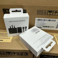 Chargeur USB-C Super Rapide OEM 25W T2510 avec Câble C vers C, Faible Consommation en Veille, 2-en-1 pour Galaxy S22 S23 S24 A54