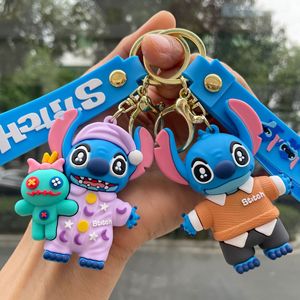 Top Sale Pvc Keychain 3D <b>Doll</b> Lovely Cartoon Stitch Anti-Lost Keyrings Kids Gifts Toys Handbag Pendant Decoration <b>Accessories</b> - Product Image 3