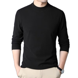 T-shirt à manches longues en jersey double face uni pour homme, personnalisé OEM, automne et hiver, 180 grammes, vierge, 100% polyester, chaud - Product Image 1