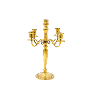 เชิงเทียนทองเหลืองตกแต่งแบบไทยเชิงเทียน5แขนแบบดั้งเดิมพร้อมวินเทจสุดหรูเหมาะสำหรับสปาและร้านนวด - Product Image 6