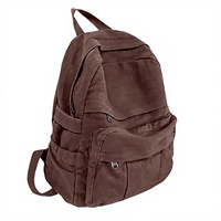 Sac à dos en toile marron café GAMLFL avec fermeture éclair, unisexe, esthétique rétro, pour étudiants du lycée/du collège, sac de voyage pour ordinateur portable