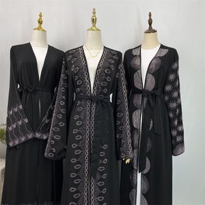 1423+1424+1431 #   Abaya noire de luxe avec des motifs scintillants et des strass, design populaire pour femmes musulmanes, abaya de Dubaï - Product Image 2