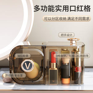 Caja de almacenamiento transparente para lápices labiales con tapa, organizador de cosméticos de escritorio a prueba de polvo para herramientas de maquillaje y soporte para brillo labial - Product Image 2