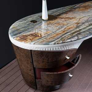 Bureau exécutif de luxe en marbre italien avec tiroirs multifonctionnel de luxe pour patrons, villas et bureaux à domicile - Product Image 5