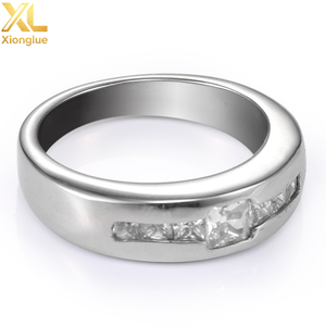 Stainless Steel Unisex <b>Rings</b> Inlaid Classic Luxury <b>Gold</b> Channel <b>Set</b> Wedding Engagement Party Gifts Wedding Bands - Product Image 5