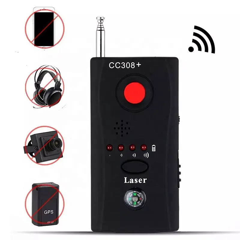 Mini Portable Cc308 GPS Wireless Signal Detector Anti Tracking Anti Spy Detector Hidden Camera Built In LED Alarm Detector