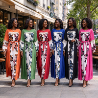 Nouvelle Robe Longue Décontractée à Col Rond et Manches Longues Imprimée pour Femme Musulmane, Vente en Gros, Tendance 26363-1