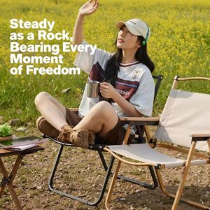 Kermit Patio al aire libre Jardín Camping silla portátil plegable Picnic silla Oxford tela diseño moderno madera maciza aluminio Metal - Product Image 2