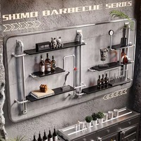 Étagère de rangement de style industriel vintage, présentoir en métal, décoration murale, casier à vin à plusieurs niveaux, adapté aux meubles de bar