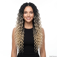 Treccine all'uncinetto pre-annodate Ombre Deep Wave Bohemian da 24 pollici, extension di capelli ricci sintetici morbidi per donna, per uso quotidiano e feste