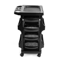 Chariot de beauté mobile moderne avec tiroirs et roues lisses Chariot de salon en plastique noir pour esthéticiennes, coiffeurs