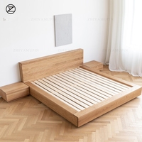 Lit en bois massif nordique, style japonais moderne minimaliste, lit bas Tatami, lit flottant, noyer noir, chêne blanc, lit pour gîte