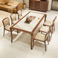 Chaise de salle à manger moderne en bois massif de noyer noir d'Amérique du Nord avec dossier en cuir véritable, design fauteuil pour la salle à manger à domicile
