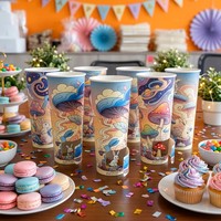 Gobelets en papier personnalisés populaires avec impression sur mesure, gobelets mystère jetables pour boissons avec fenêtre à ouverture facile pour jouets, idéaux pour les cadeaux de boutique