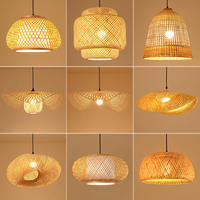 Lampes suspendues en osier faites à la main salon de thé bambou tissage rotin suspension pour restaurant