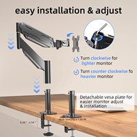 MD72L 34 "-49" 21kg bras de moniteur simple à ressort à gaz robuste support de bureau support d'écran incurvé noir support d'ordinateur support VESA