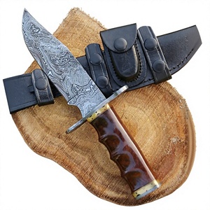 Custom Handmade Damascus Steel Clip Point Blade Bowie <b>Knives</b> With <b>Bone</b> <b>Handle</b> & Leather Sheath Hunting Camping OEM <b>Knife</b> - Product Image 2