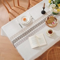 Nappe de table de mariage personnalisée en coton et lin, brodée, géométrique, faite à la main, écologique, taille et couleur sur mesure, vente en gros