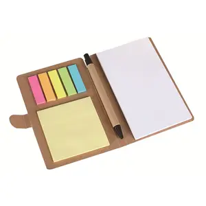 Stock Self-Adhesive Notepad Kraft Cover Notepad With Pen Sticky Notes For Promotion