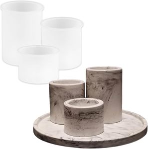 Moldes de Silicona para Portavelas de 3 Tamaños: Pilar, Cilindro, Votivo. Perfecto para resina epoxi, hormigón o manualidades con velas. - Product Image 1