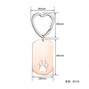 Llavero Personalizado en Blanco para Sublimación, Grabado Láser, Acero Inoxidable, Llavero Promocional, Llavero de Metal con Forma de Pata de Perro, Corazón - Product Image 3