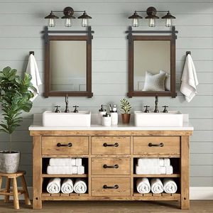 <span class=keywords><strong>Miroir</strong></span> de salle de bain moderne en <span class=keywords><strong>bois</strong></span>, <span class=keywords><strong>miroir</strong></span> de coiffeuse avec cadre en <span class=keywords><strong>bois</strong></span> massif de style <span class=keywords><strong>porte</strong></span> de grange, avec éclairage LED, écologique - Product Image 2