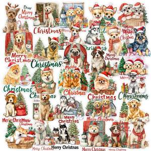 56 feuilles d'autocollants en vinyle découpés transparents, motif <span class=keywords><strong>chien</strong></span> <span class=keywords><strong>de</strong></span> Noël mignon, <span class=keywords><strong>film</strong></span> autocollant PP imperméable pour gobelets et cadeaux - Product Image 2