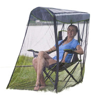 Chaise pliante d'extérieur avec moustiquaire, auvent anti-insectes, pare-soleil, tente carrée portable à fermeture éclair pour camping et pêche en polyester